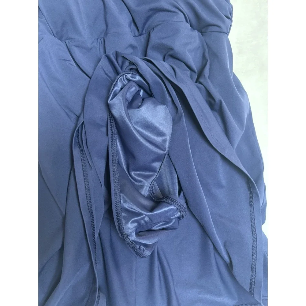 Lands' End Swim Dress Size 18 Swimsuit Skirted Navy Blue Soft Bra EUC